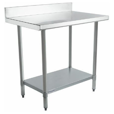 Empura Standard Duty Work Table in Stainless Steel with Backsplash and Lower Shelf