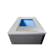 Gray metal enclosure with blue-lit opening for Manitowoc replacement bin adapter