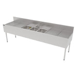 Perlick TSF96M3-DB TSF Series Underbar Multi-tank Sink Unit Three 18 Gauge Stainless Steel Compartment