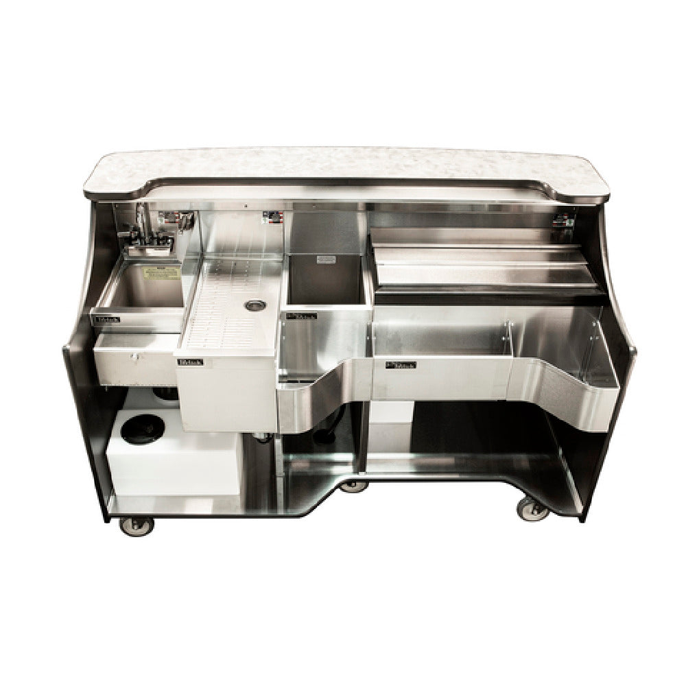 Perlick MOBS-66TE-S - Signature Series Mobile Bar, With Hand Sink, 66" Total Bartending Width