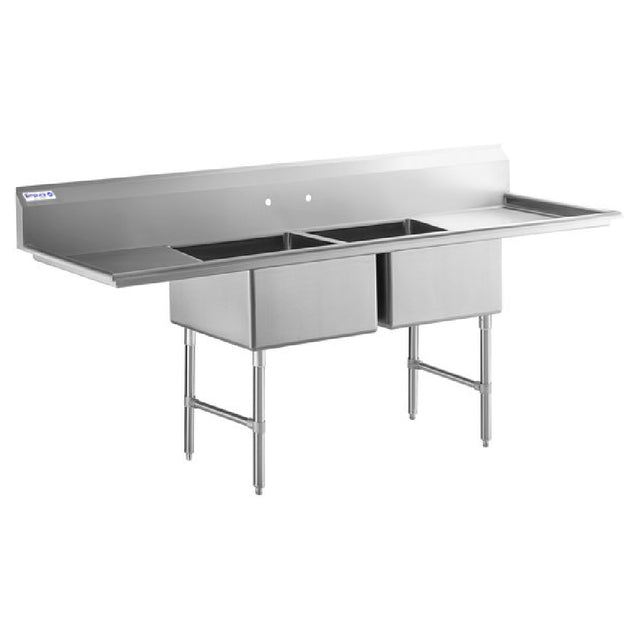 Stainless Steel Empura Stainless EHD22424LR24 Sink with Two Basins and Drainboards