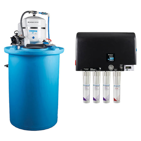 Blue cylindrical water treatment tank with filtration system for BWS Reverse Osmosis