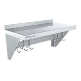 Empura E-WPS-1236 - Pot Rack, Wall-Mounted, 36" X 12" Stainless Steel Wall-mounted Pot Rack With Shelf And 18 Gauge Galvanized Hooks