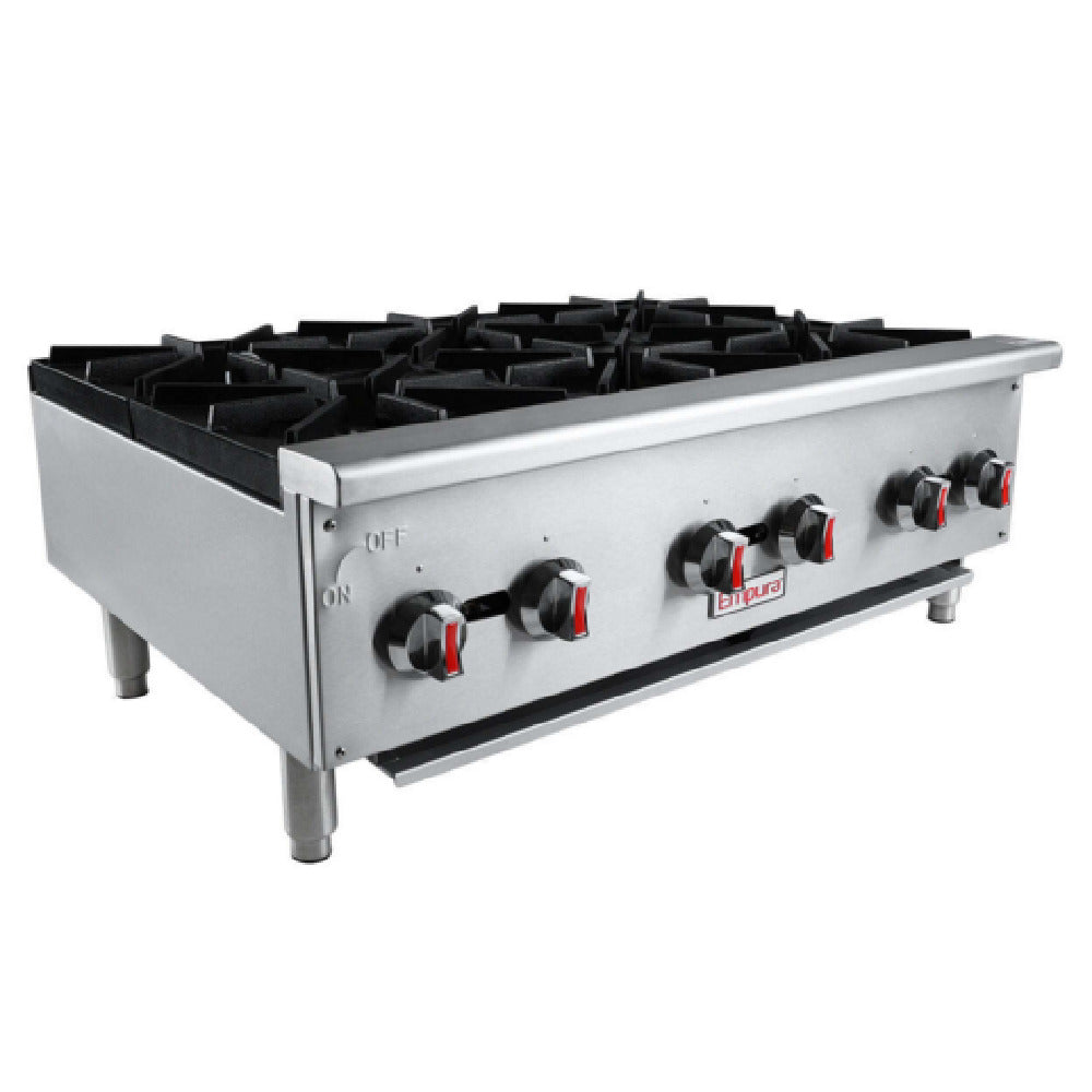 Empura EHP-6 - Standard Duty Gas Hot Plate, 35.6"W X 28.5"D X 13.7"H, With 12" X 12" Cast Iron Top Grates