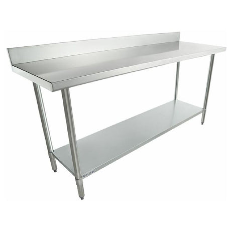 Stainless steel prep table with backsplash and lower shelf for Empura Standard Duty Work