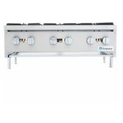 Commercial stainless steel gas hotplate with three control knobs from Empura HDC Series