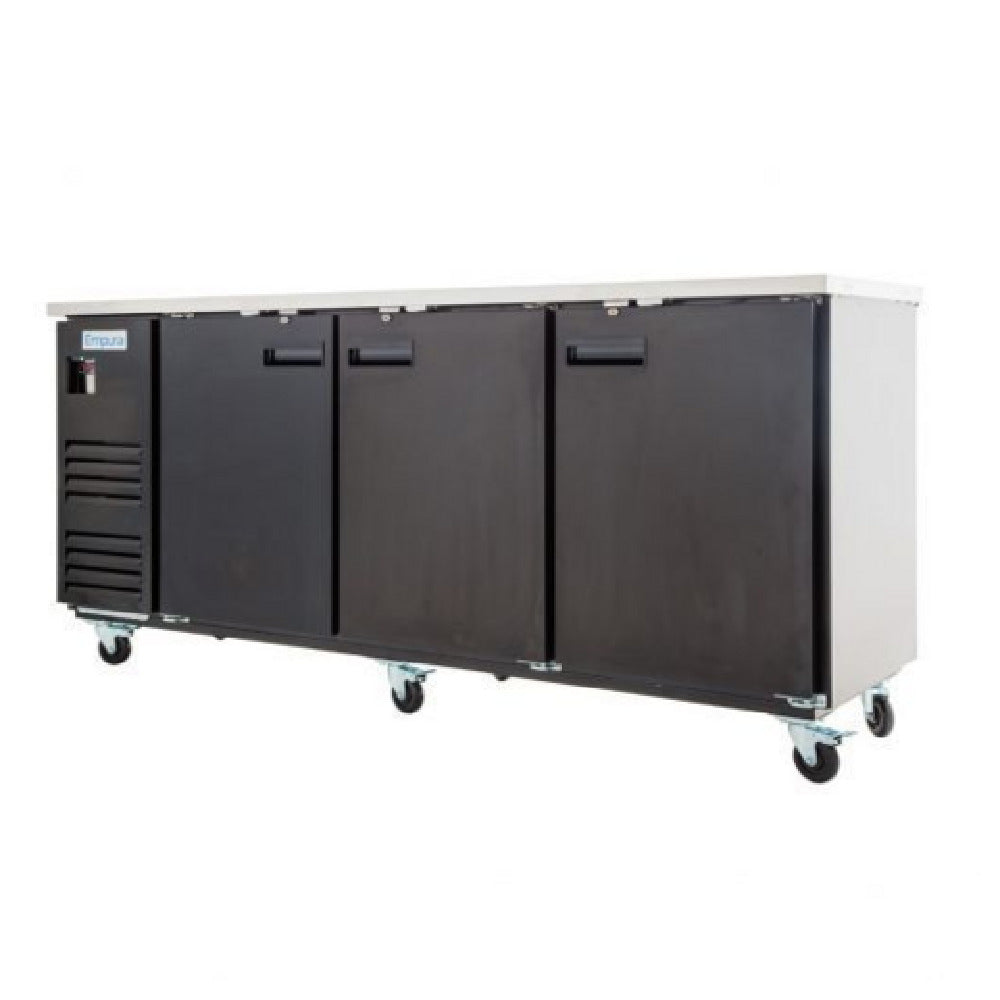 Empura E-KBB90-3-27 - Back Bar Cooler, 3 Swing Solid Doors, 90"W X 27 5/8"D X 42 1/2"H