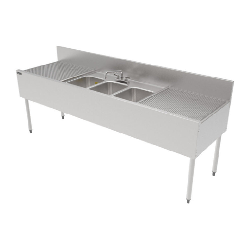 Perlick TSF84M3-DB - TSF Series Underbar Multi-tank Sink Unit, Three 18 Gauge Stainless Steel Compartment