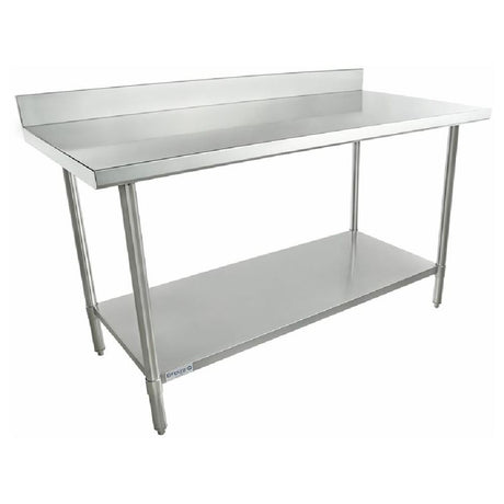 Empura Super Duty work table with backsplash and lower shelf in stainless steel design