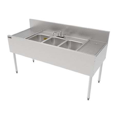 Perlick TSF60M3-DB - TSF Series Underbar Multi-tank Sink Unit, Three 18 Gauge Stainless Steel Compartment