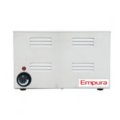White metal Empura size countertop food warmer with ventilation slots and control dial