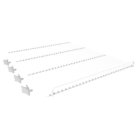 White plastic comb binding spines with rings on Hoshizaki HS-5343 epoxy shelf