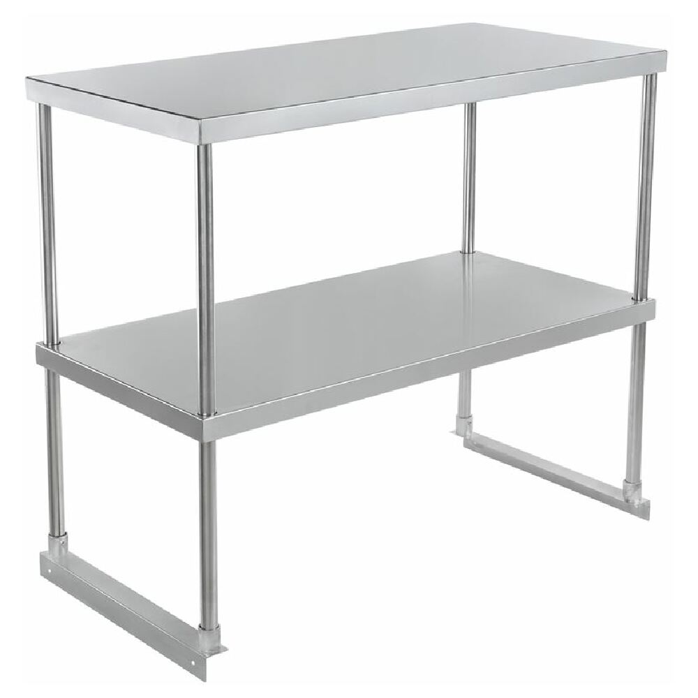 Stainless steel double-tier shelf unit with tubular legs for Empura Stainless EDOS1836