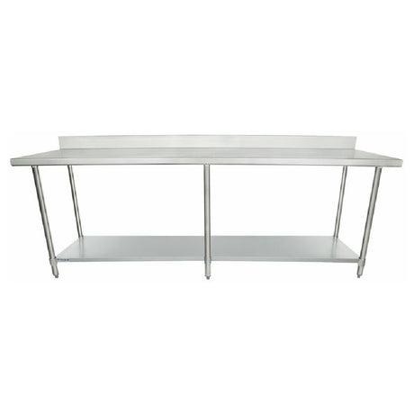 Stainless steel Empura Standard Duty Work Table with backsplash and lower shelf