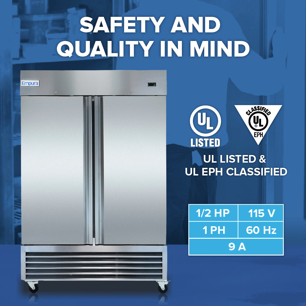 Empura Refrigeration E-KB54R Reach-In Refrigerator 53.9"W X 32.7"D X 82.3"H 41.6 Cu. Ft. Capacity