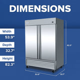 Empura Refrigeration E-KB54R Reach-In Refrigerator 53.9"W X 32.7"D X 82.3"H 41.6 Cu. Ft. Capacity
