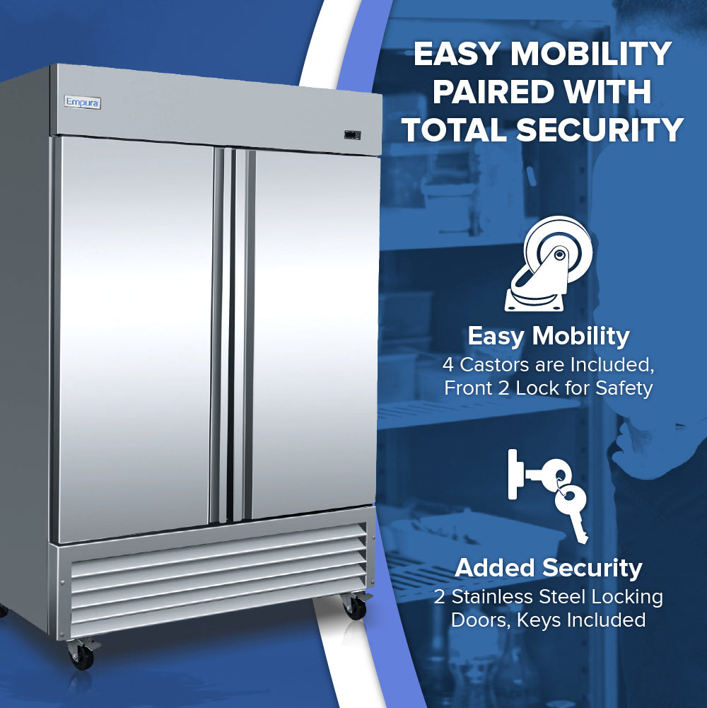 Empura Refrigeration E-KB54R-HC Reach-In Refrigerator 54"W X 32.2"D X 82.5"H 47 Cu. Ft. Capacity