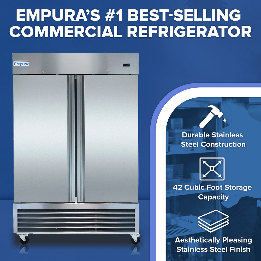 Empura Refrigeration E-KB54R-HC Reach-In Refrigerator 54"W X 32.2"D X 82.5"H 47 Cu. Ft. Capacity