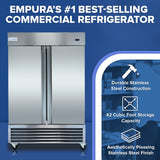 Empura Refrigeration E-KB54R-HC Reach-In Refrigerator 54"W X 32.2"D X 82.5"H 47 Cu. Ft. Capacity