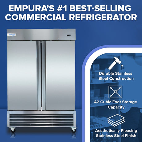 Empura Refrigeration E-KB54R-HC Reach-In Refrigerator 54"W X 32.2"D X 82.5"H 47 Cu. Ft. Capacity
