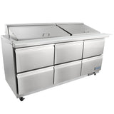 Empura Refrigeration E-KSP72M-D6 Refrigerated Sandwich/Salad Mega Top Prep Table With Drawers
