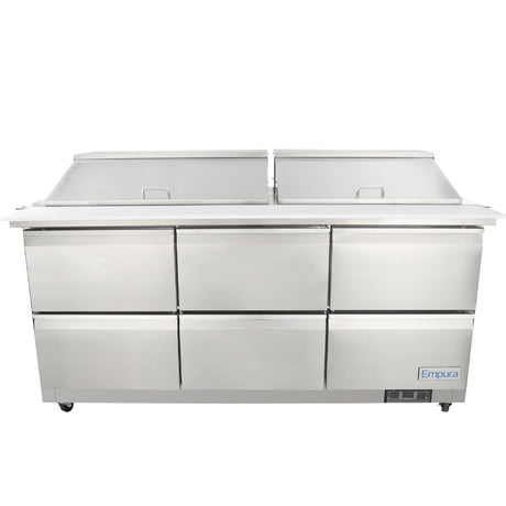 Empura Refrigeration E-KSP72M-D6 Refrigerated Sandwich/Salad Mega Top Prep Table With Drawers