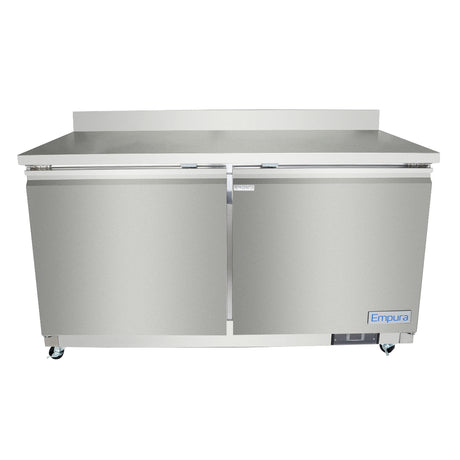 Empura Refrigeration E-KUC60W Undercounter Reach-In Refrigerator Work Top 2 Swing Solid Doors