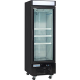 Empura 25" Black Swing Glass Door Merchandiser Freezer with ClearKeeper™ Glass, 12.6 Cu. Ft., LED Lighting, 3 Adjustable Shelves