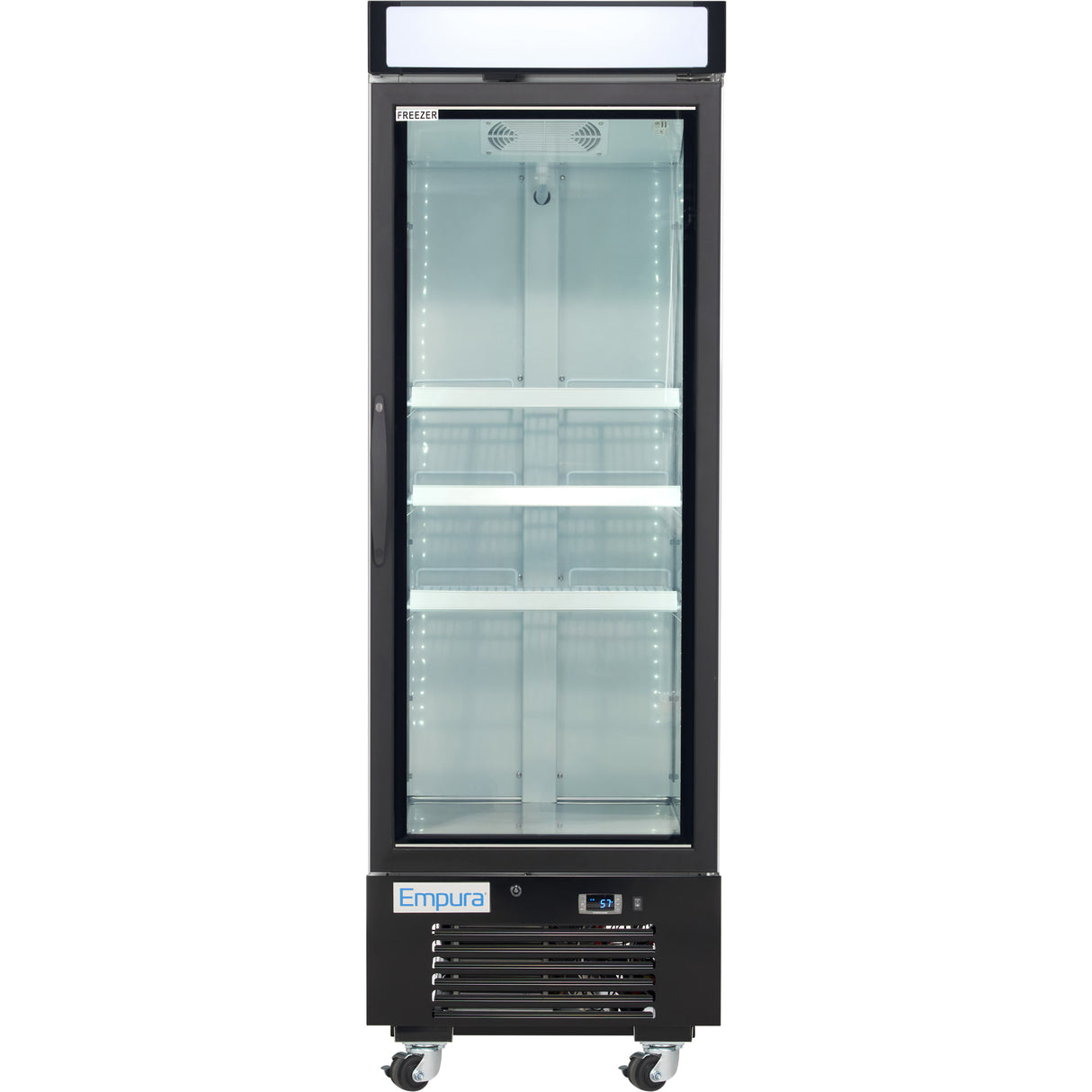 Empura 25" White Swing Glass Door Merchandiser Freezer with ClearKeeper™ Glass, 12.6 Cu. Ft., LED Lighting, 3 Adjustable Shelves