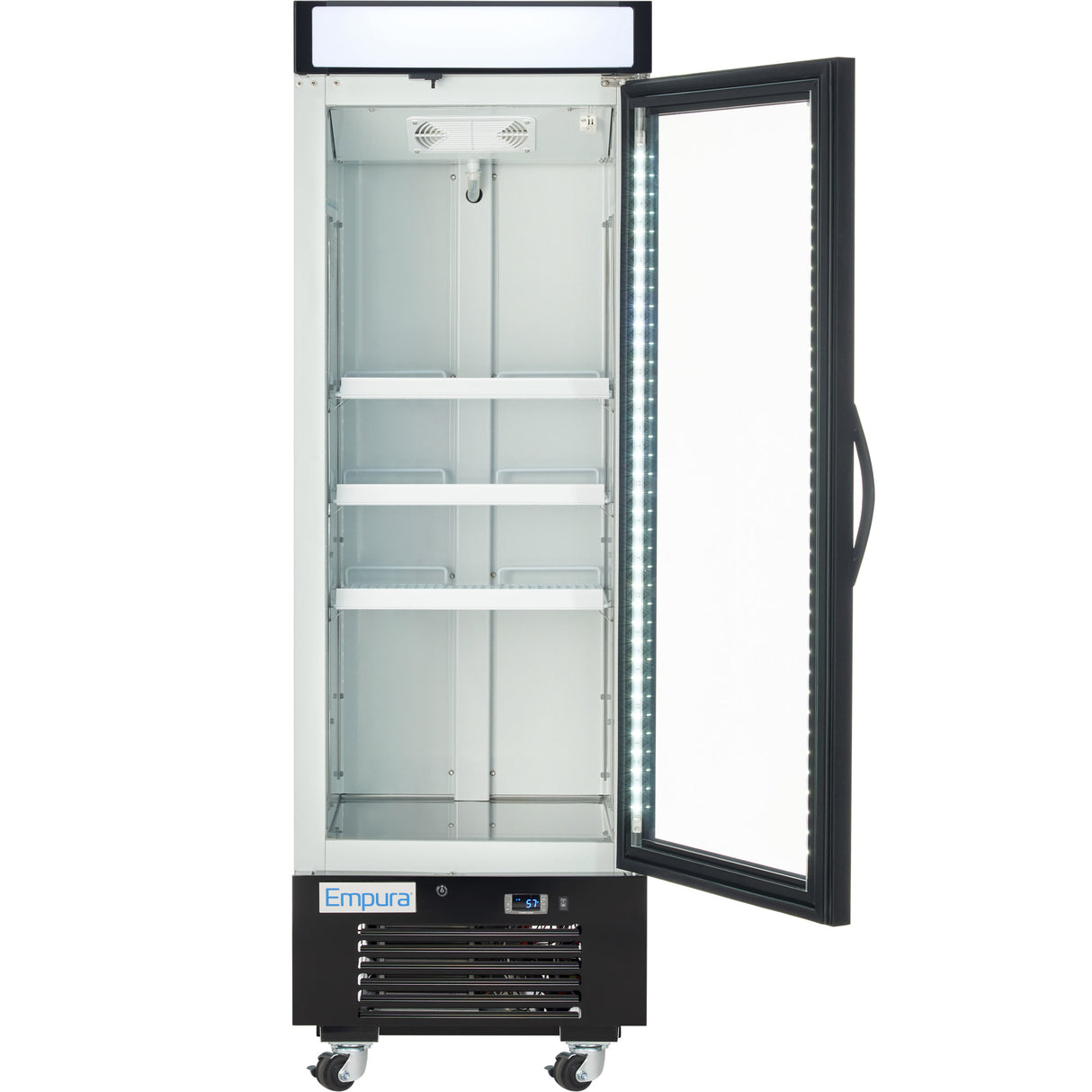 Empura 25" White Swing Glass Door Merchandiser Freezer with ClearKeeper™ Glass, 12.6 Cu. Ft., LED Lighting, 3 Adjustable Shelves
