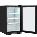 Empura 26" Black Swing Glass Door Countertop Merchandiser Refrigerator with ClearKeeper™ Glass, 7 Cu. Ft., LED Lighting, Automatic Defrost