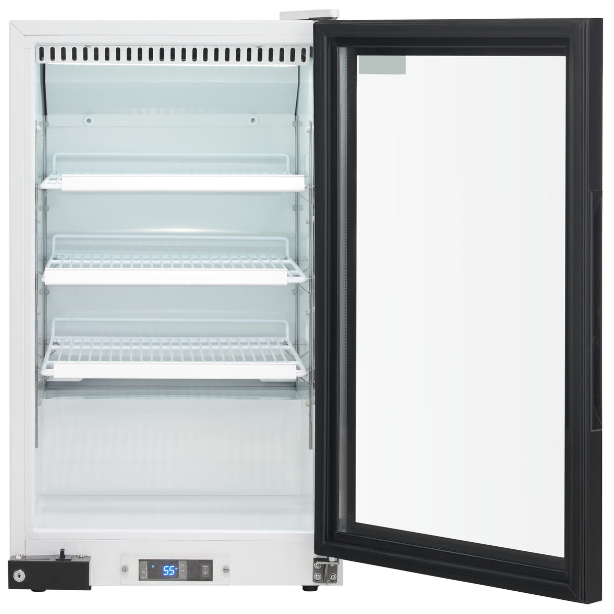 Empura 26" White Swing Glass Door Countertop Merchandiser Refrigerator with ClearKeeper™ Glass, 7 Cu. Ft., LED Lighting, Automatic Defrost