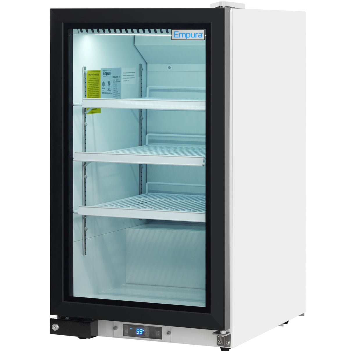 Empura 26" White Swing Glass Door Countertop Merchandiser Refrigerator with ClearKeeper™ Glass, 7 Cu. Ft., LED Lighting, Automatic Defrost