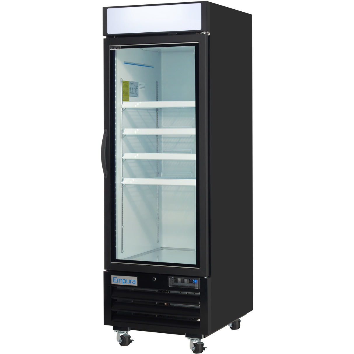 Empura 27" Black Swing Glass Door Merchandiser Freezer with ClearKeeper™ Glass, 19.2 Cu. Ft., LED Lighting, 4 Adjustable Shelves