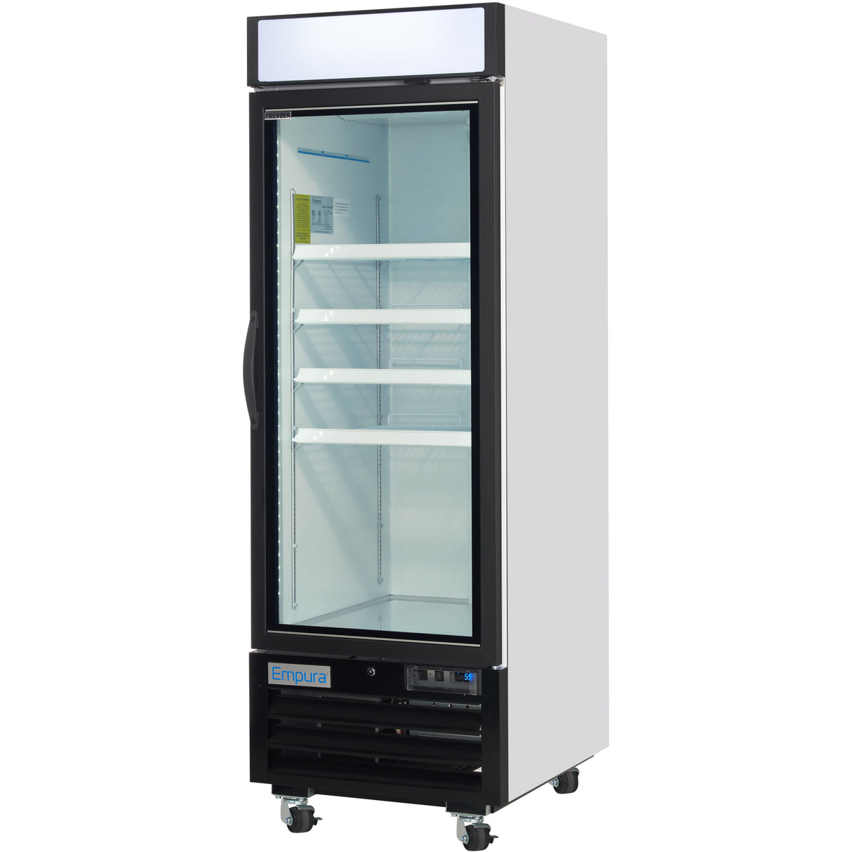 Empura 27" White Swing Glass Door Merchandiser Freezer with ClearKeeper™ Glass, 19.2 Cu. Ft., LED Lighting, 4 Adjustable Shelves
