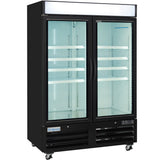 Empura 54" Black Swing Glass 2 Door Merchandiser Freezer with ClearKeeper™ Glass, 43.8 Cu. Ft., LED Lighting, 8 Adjustable Shelves