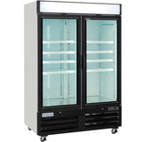 Empura 54" White Swing Glass 2 Door Merchandiser Freezer with ClearKeeper™ Glass, 43.8 Cu. Ft., LED Lighting, 8 Adjustable Shelves