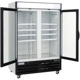 Empura 54" White Swing Glass 2 Door Merchandiser Freezer with ClearKeeper™ Glass, 43.8 Cu. Ft., LED Lighting, 8 Adjustable Shelves