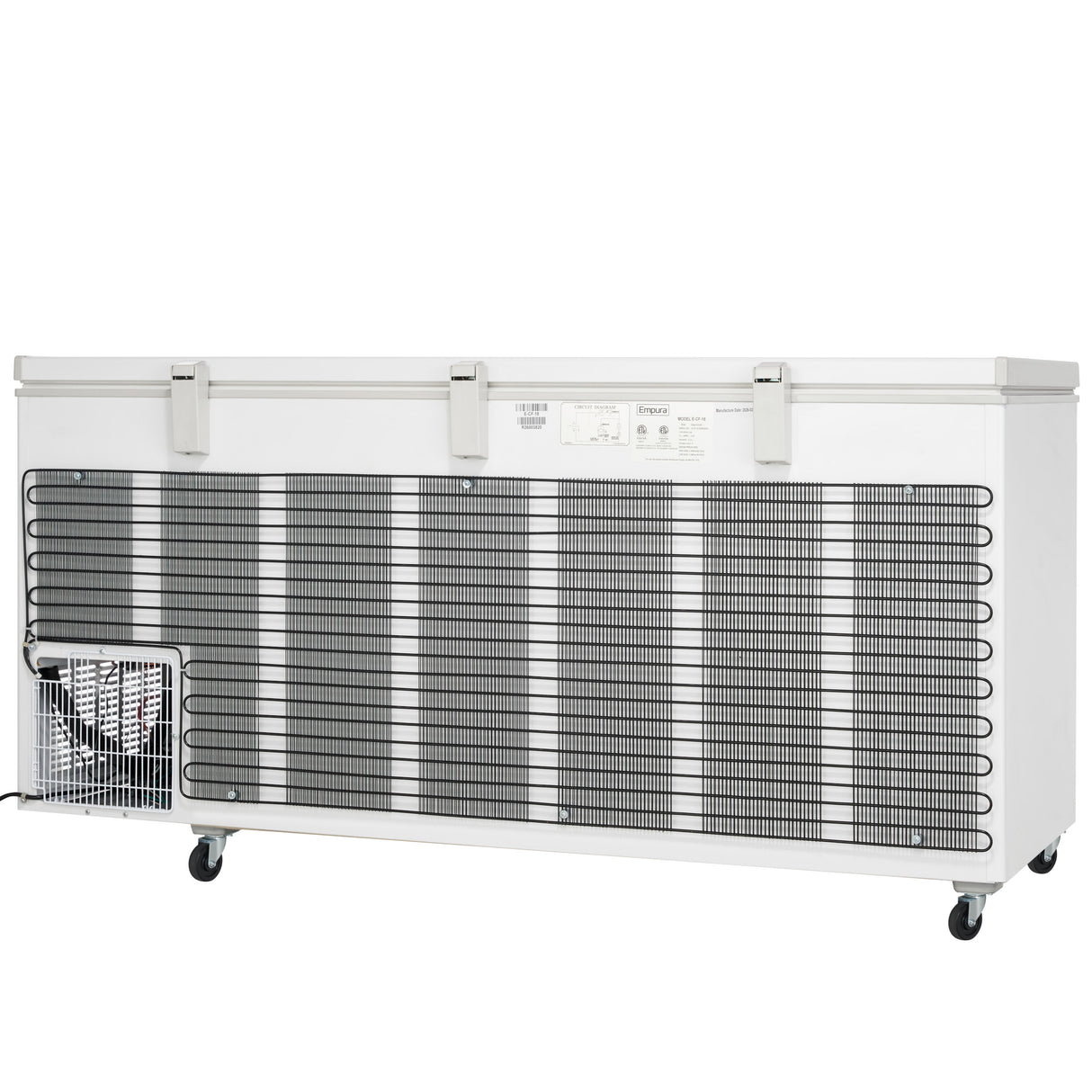 Empura Refrigeration E-CF-18 Solid Lid Chest Freezer 70.67"W X 28.94"D X 33.27"H 18.2 Cu. Ft. Capacity
