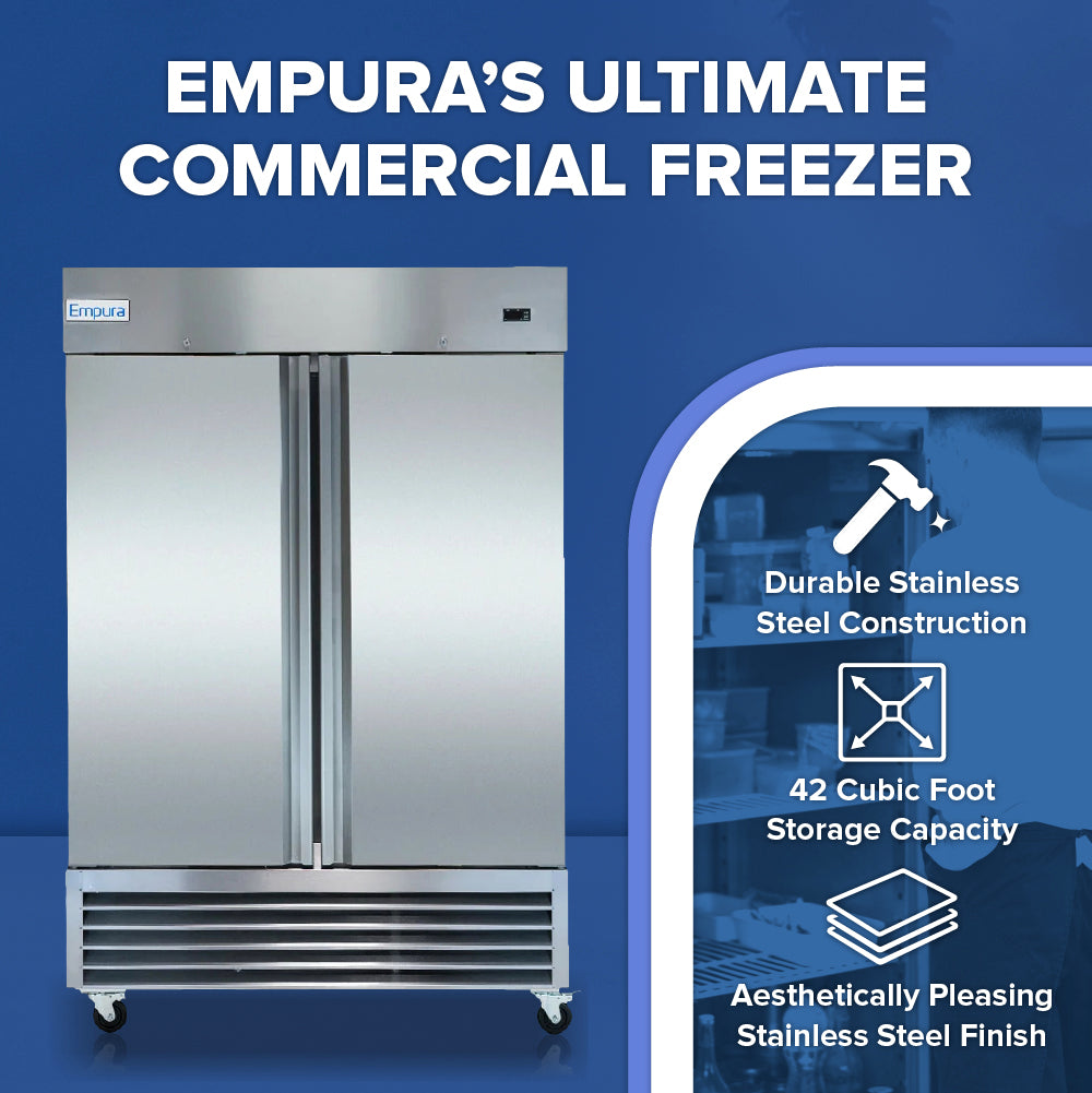 Empura Refrigeration E-KB54F Reach-In Freezer 53.9"W X 32.7"D X 82.3"H 41.6 Cu. Ft. Capacity