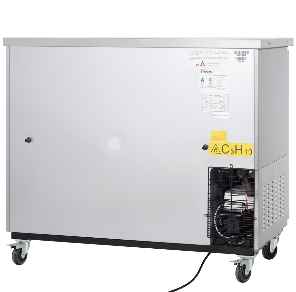 Empura Refrigeration E-KBB48-2-24-S Back Bar Cooler 2 Swing Solid Doors 49"W X 24 7/16"D X 41 3/4"H