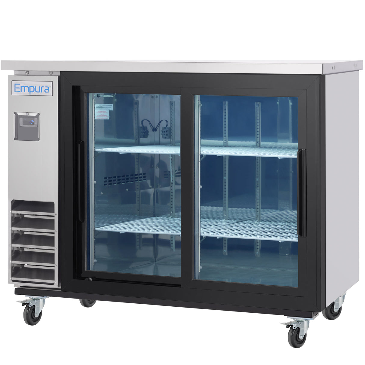 Empura Refrigeration E-KBB48-2G-24SD-S Back Bar Cooler 49.1"W X 24.4"D X 41.7"H 12.5 Cu. Ft. Capacity