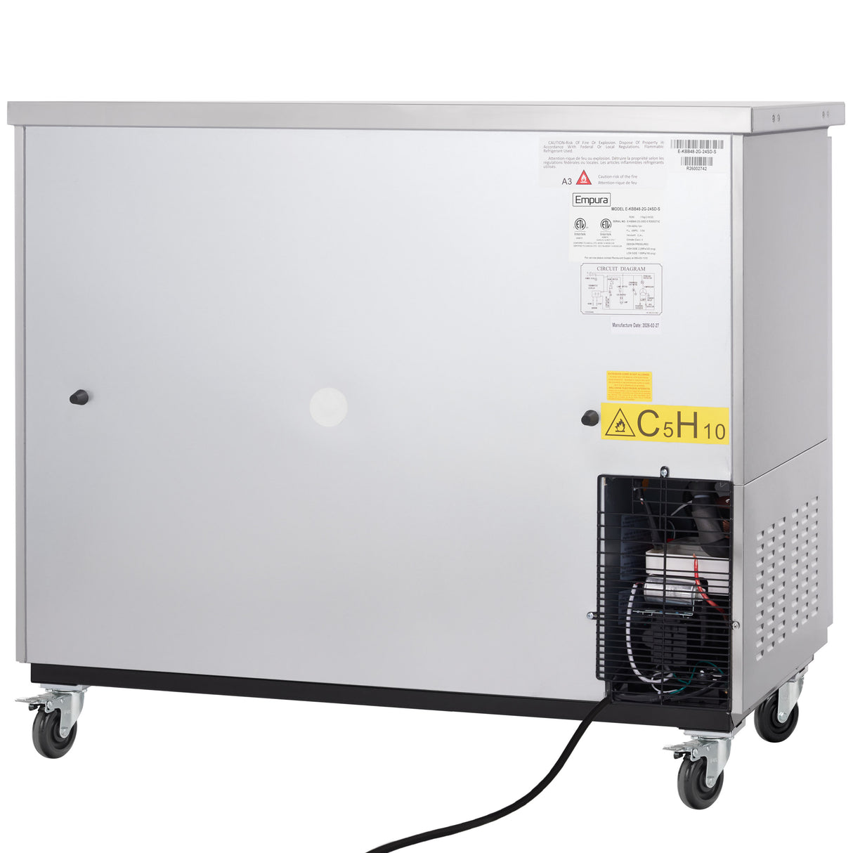 Empura Refrigeration E-KBB48-2G-24SD-S Back Bar Cooler 49.1"W X 24.4"D X 41.7"H 12.5 Cu. Ft. Capacity