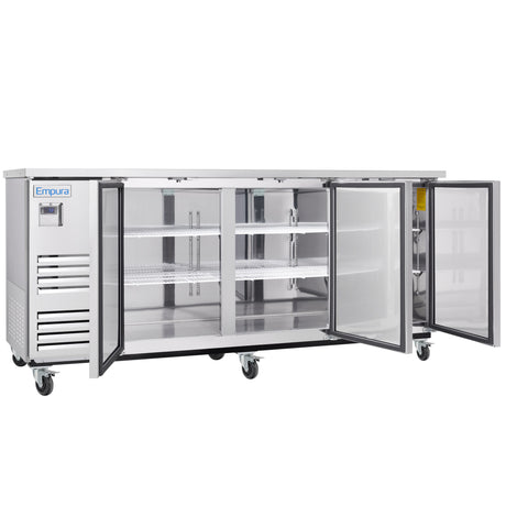Empura Refrigeration E-KBB90-3-27-S Back Bar Cooler 3 Swing Solid Doors 90"W X 27 5/8"D X 42 1/2"H
