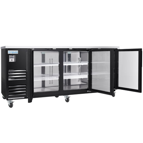 Empura Refrigeration E-KBB903BG Back Bar Cooler 90.4"W X 27.6"D X 42.5"H 29 Cu. Ft. Capacity