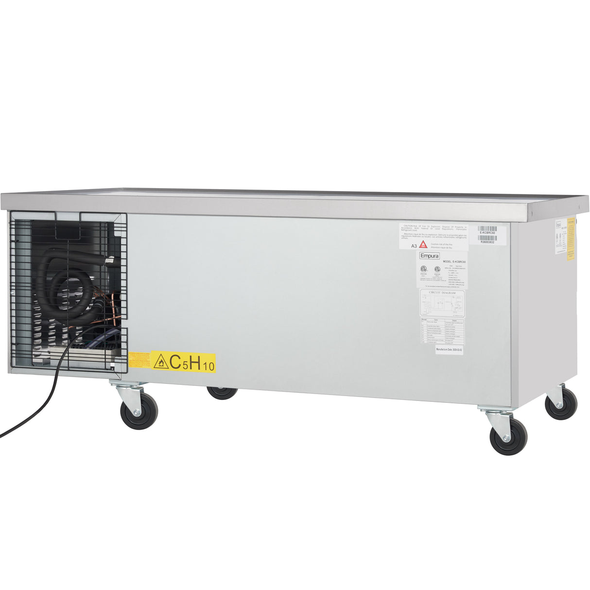 Empura Refrigeration E-KCBRC60 Refrigerated Equipment Stand 62"W X 31.9"D X 26.8"H 9.1 Cu. Ft. Capacity