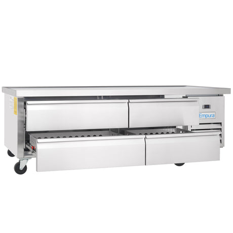 Empura Refrigeration E-KCBRC72 Refrigerated Equipment Stand 74"W X 31.9"D X 26.8"H 11.4 Cu. Ft. Capacity
