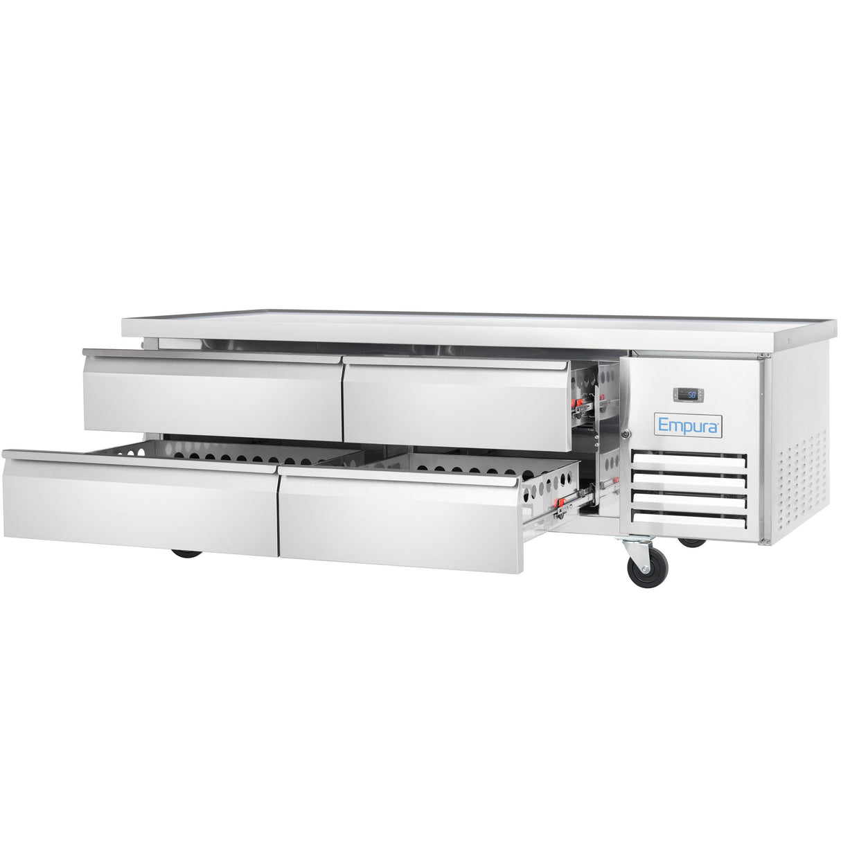 Empura Refrigeration E-KCBRC72 Refrigerated Equipment Stand 74"W X 31.9"D X 26.8"H 11.4 Cu. Ft. Capacity