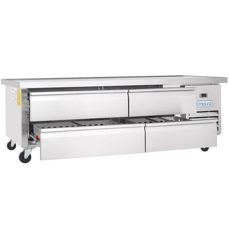 Empura Refrigeration E-KCBRC76 Refrigerated Equipment Stand 76"W X 31.9"D X 26.8"H 11.4 Cu. Ft. Capacity