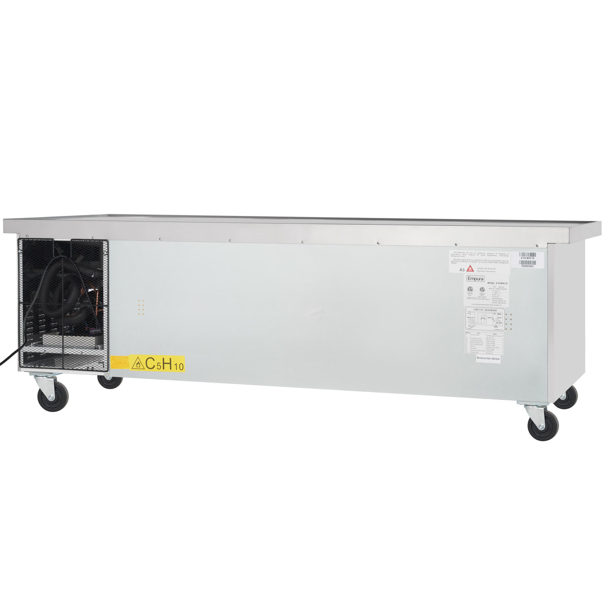 Empura Refrigeration E-KCBRC76 Refrigerated Equipment Stand 76"W X 31.9"D X 26.8"H 11.4 Cu. Ft. Capacity